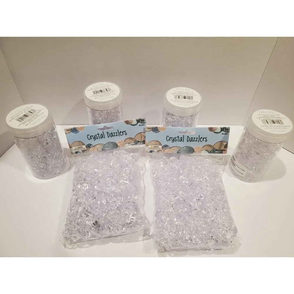 Crystal Dazzlers Clear Acrylic Gems Craft Lot Bags Bottles Vase Fillers New
